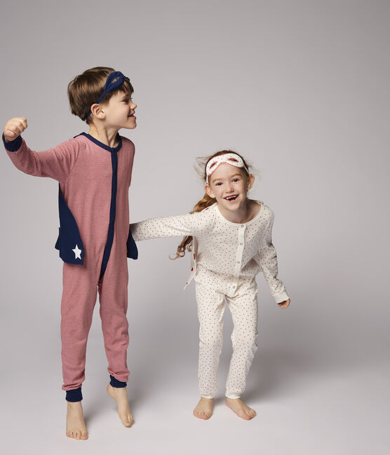 Mono disfraz de superhéroe de algodón ecológico de niño rojo TERKUIT/blanco MARSHMALLOW