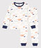 Pijama de felpa de algodón con nubes para niño/niña blanco MARSHMALLOW/blanco MULTICO