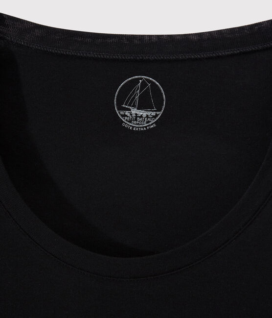 Camiseta de canalé ligero de mujer negro NOIR