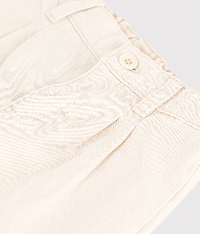 Pantal&oacute;n de tejido vaquero para beb&eacute; beige