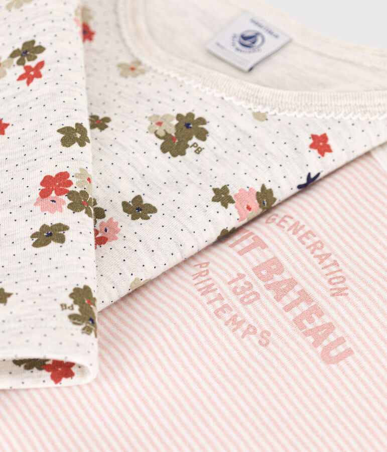 Juego de 2 pijamas de algod&oacute;n con flores y rayas para ni&ntilde;a multicolor