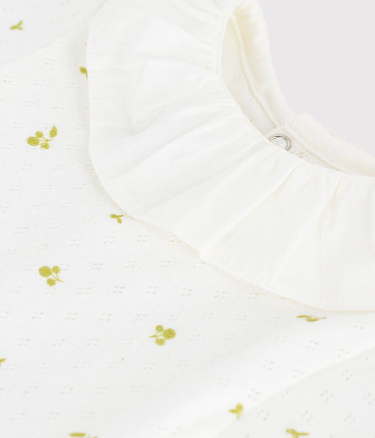 Body para beb&eacute; de algo&oacute;n con cuello y estampado de flores. verde/verde