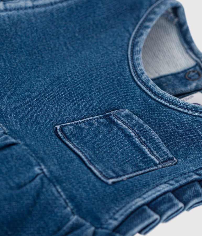 Vestido de tejido vaquero ecol&oacute;gico de beb&eacute; azul BLEU DELAVE