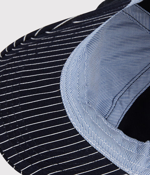 Gorra con placa de rizo de beb&eacute; ni&ntilde;o. azul/blanco