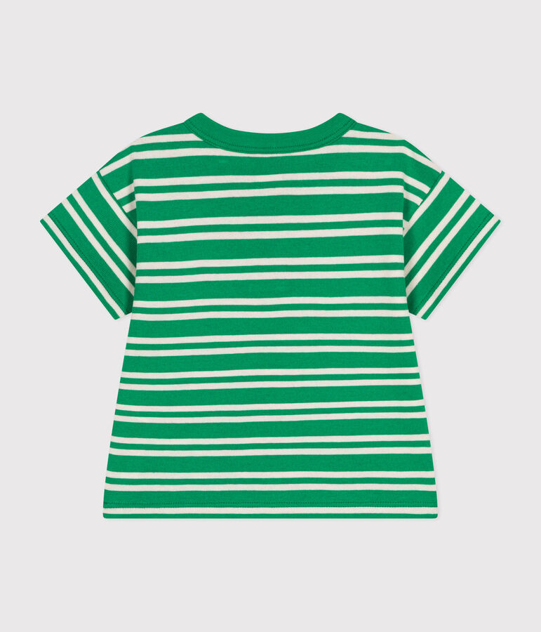 Camiseta de manga corta de punto para beb&eacute; verde/crudo