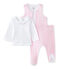 Conjunto bebé niña 3 piezas blanco ECUME/rosa VIENNE