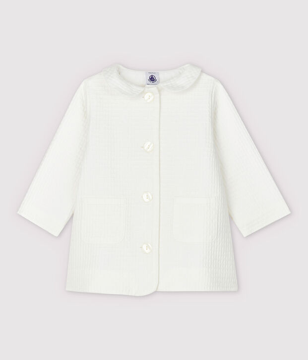 Chaqueta de vestir de urdimbre y trama de beb&eacute; ni&ntilde;a blanco