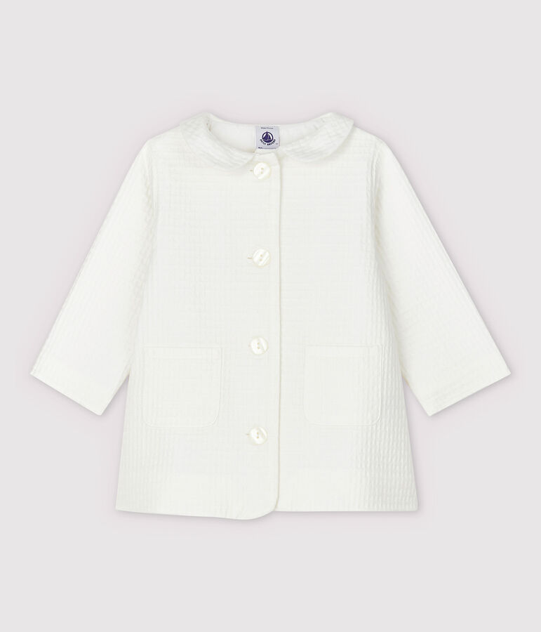 Chaqueta de vestir de urdimbre y trama de beb&eacute; ni&ntilde;a blanco MARSHMALLOW
