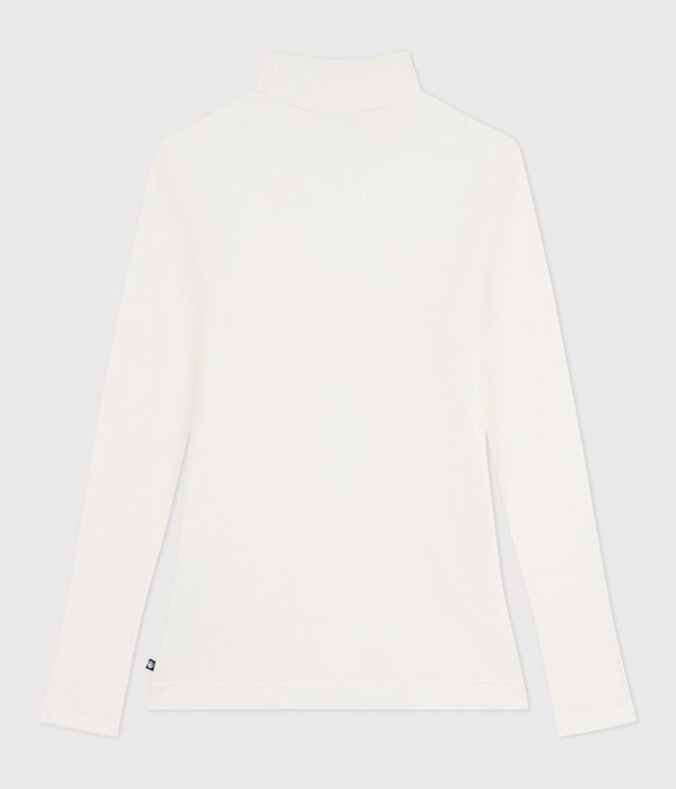 Camiseta de cuello alto Ic&oacute;nica de lana y algod&oacute;n para mujer MILK