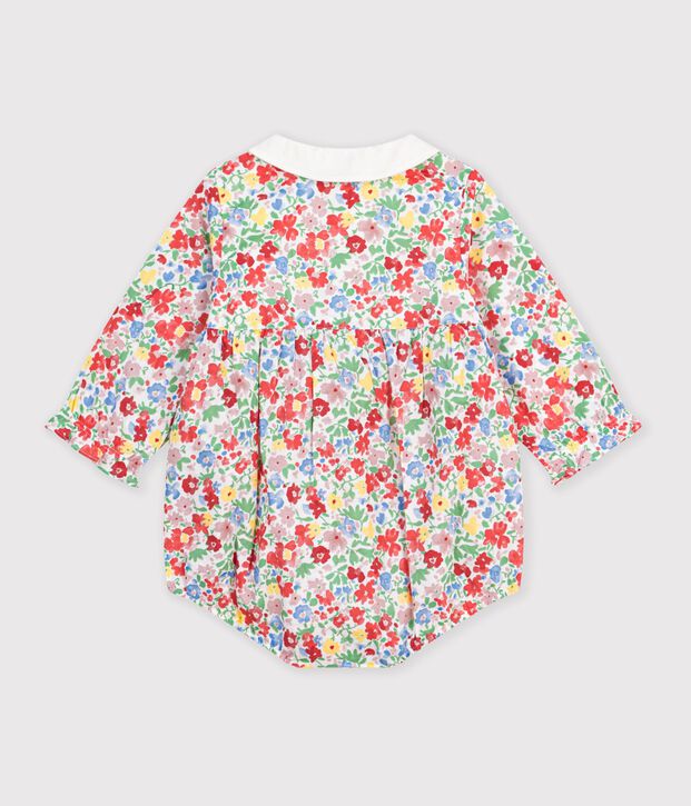 Pelele corto de algod&oacute;n estampado de flores para beb&eacute; blanco/multicolor