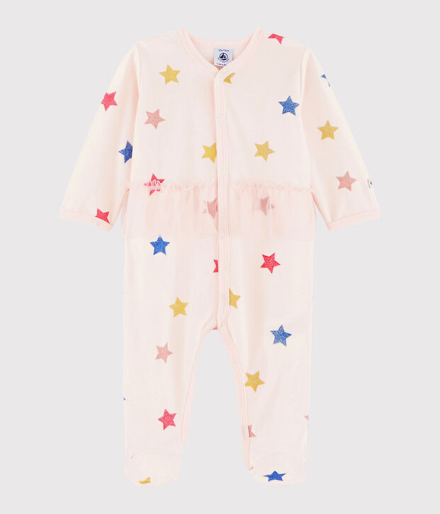 Pelele de terciopelo con estrellas para beb&eacute; ni&ntilde;a rosa/multicolor
