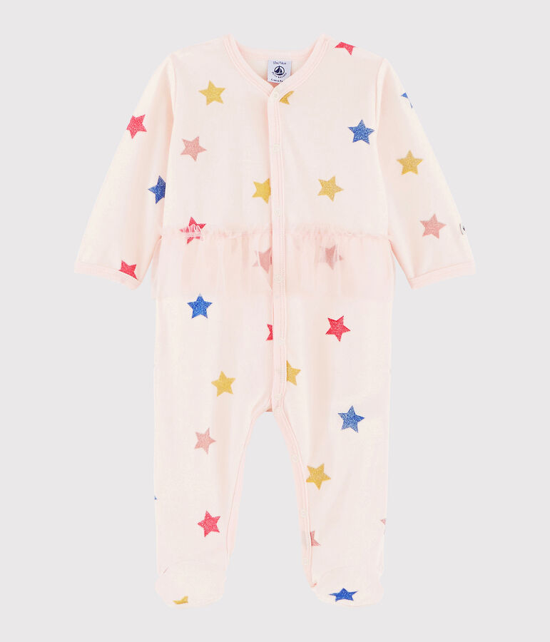 Pelele de terciopelo con estrellas para beb&eacute; ni&ntilde;a rosa/multicolor