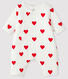 Mono largo de punto con corazones rojos para bebé niña