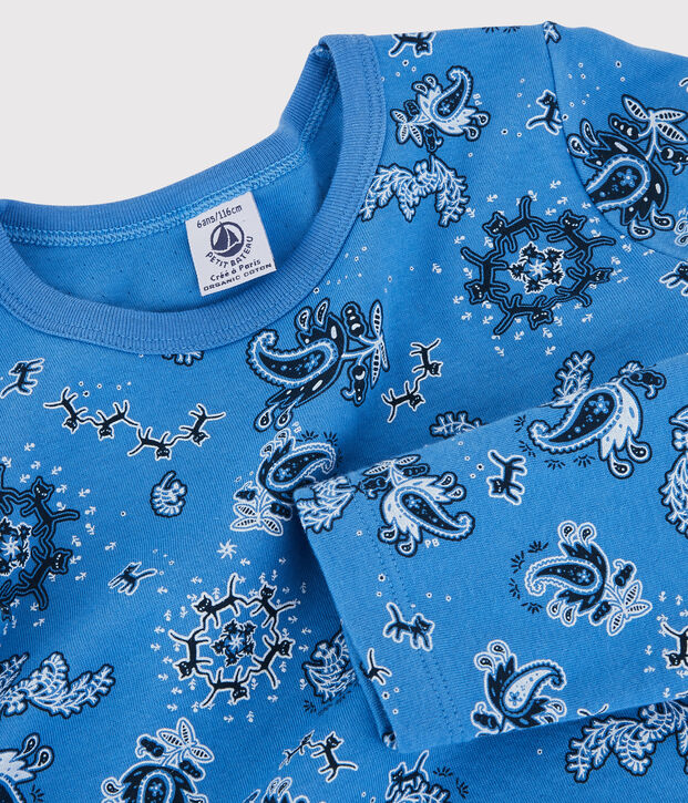 Pijama de bandana de algod&oacute;n org&aacute;nico infantil unisex azul/multicolor