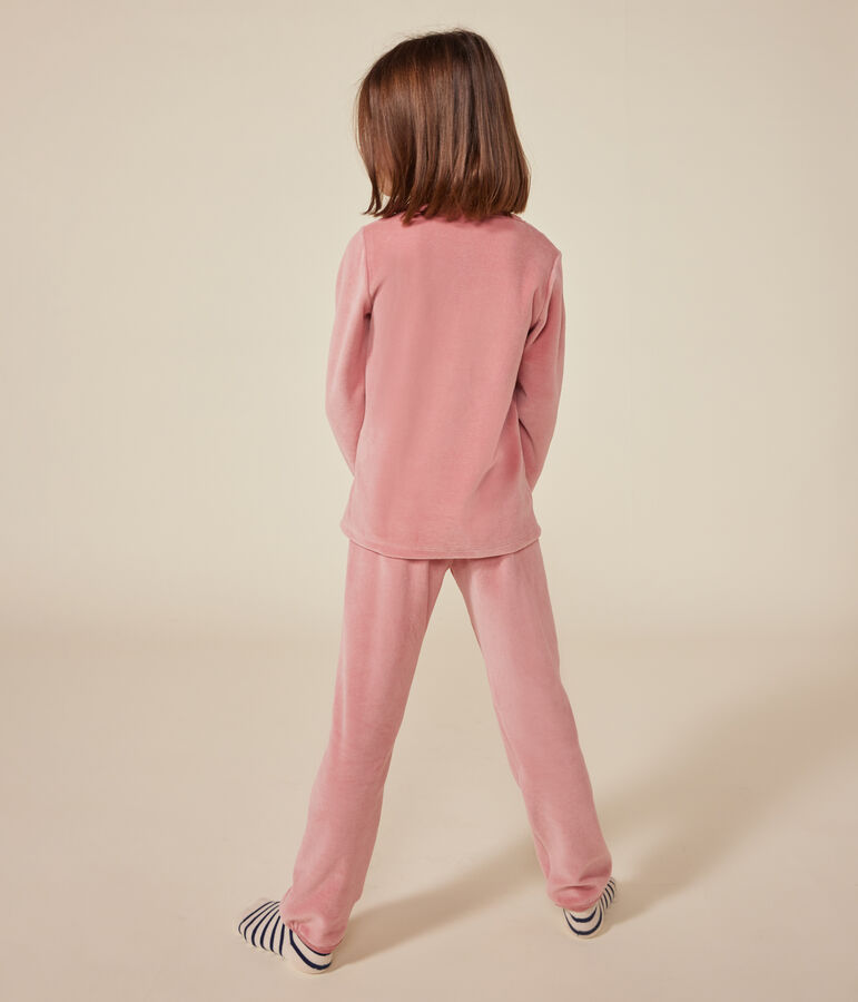 Pijama infantil liso de terciopelo rosa