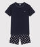Pijama corto de algodón con estrellas para niño azul SMOKING/blanco MARSHMALLOW