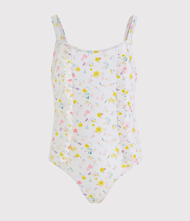 Traje de ba&ntilde;o de 1 pieza ecorresponsable para ni&ntilde;a blanco/multicolor
