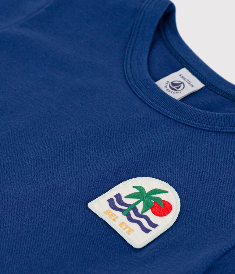 Camiseta de algod&oacute;n de manga corta para ni&ntilde;os azul