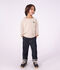 Camiseta infantil de manga larga a rayas beige/crudo/beige