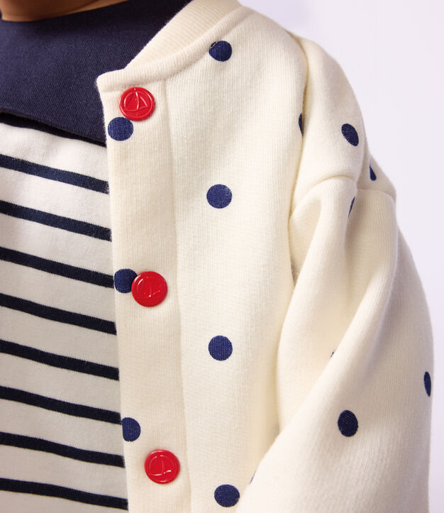 Chaqueta teddy de algod&oacute;n para beb&eacute; con estampado de lunares azul/azul