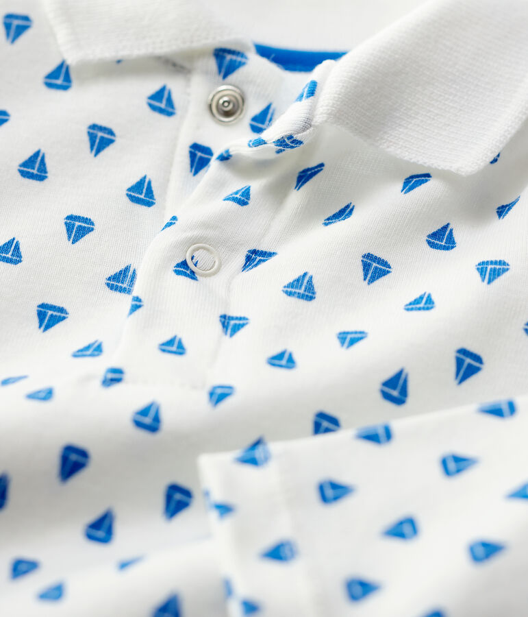 Bodi de algod&oacute;n de beb&eacute;. blanco/azul