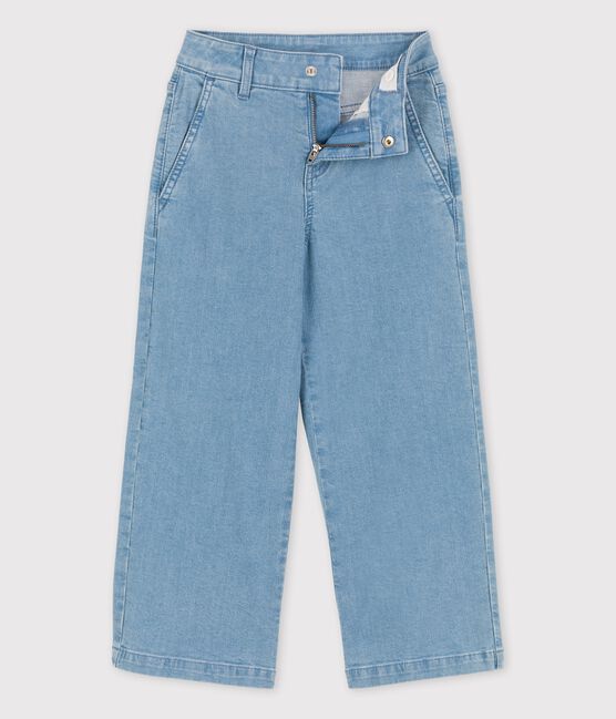 Pantalón de campana de tejido vaquero claro para niña azul DENIM BLEU