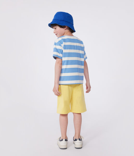Camiseta infantil de manga corta de algodón con rayas azul ALASKA/ AVALANCHE
