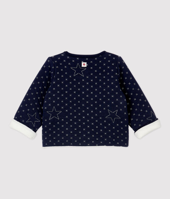 Cárdigan de bebé acolchado con motivos de estrellas de algodón orgánico azul SMOKING