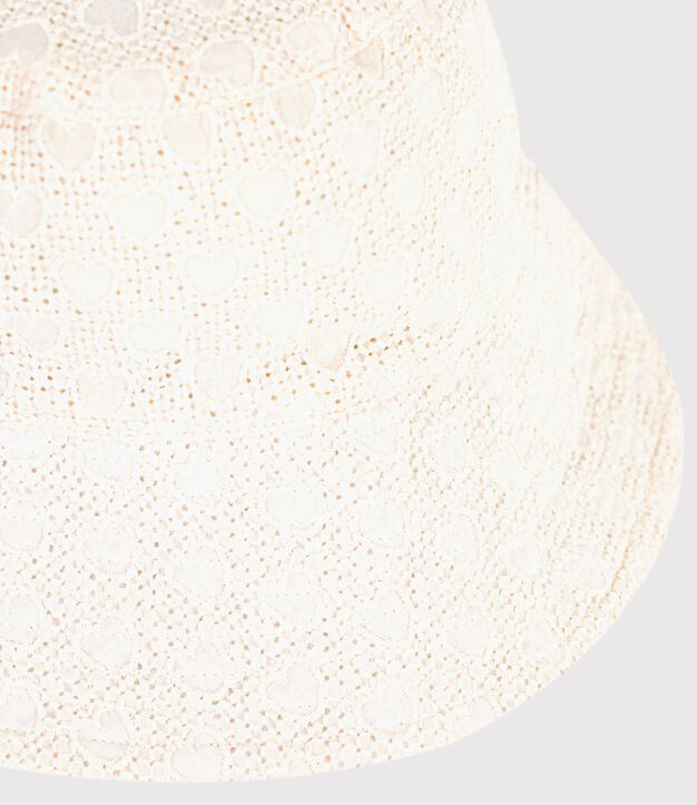 Gorro infantil de popelina con bordado ingl&eacute;s blanco