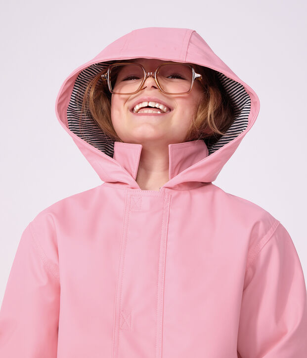Chubasquero ic&oacute;nico liso infantil rosa