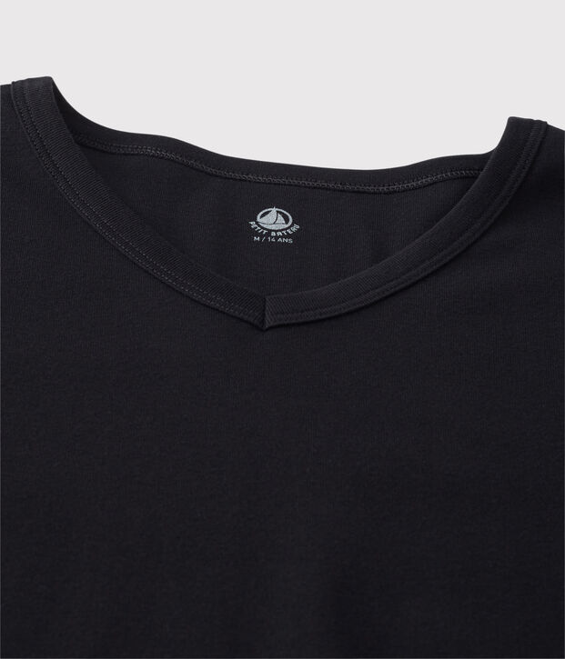 Camiseta de manga corta con cuello de pico para hombre negro