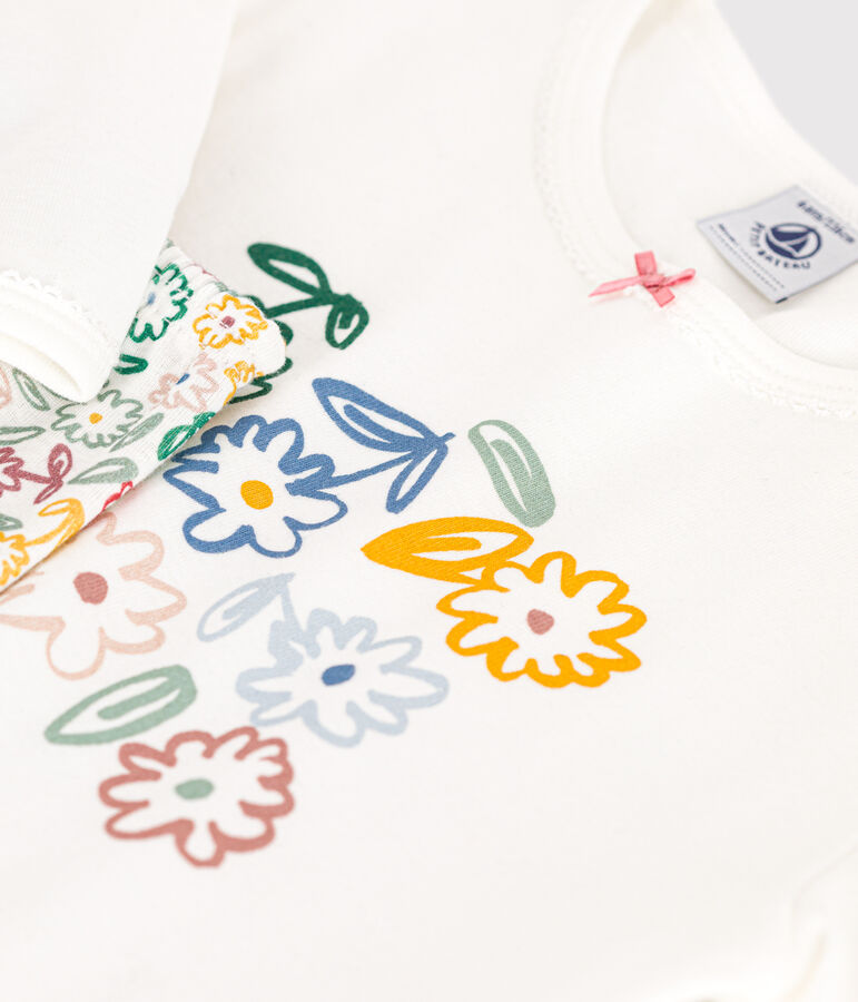 Pijama infantil de algod&oacute;n blanco/multicolor