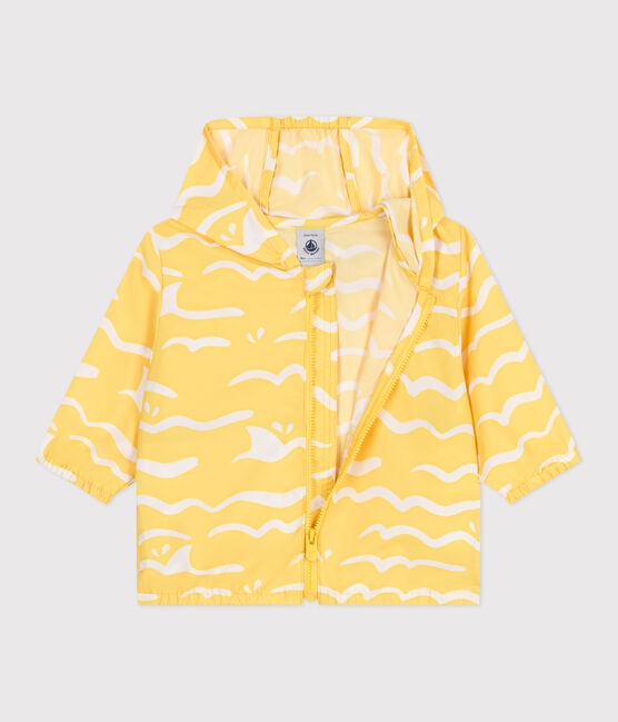 Cortavientos de poliéster anti-UV con estampado de tiburón para bebé amarillo ORGE/blanco MARSHMALLOW