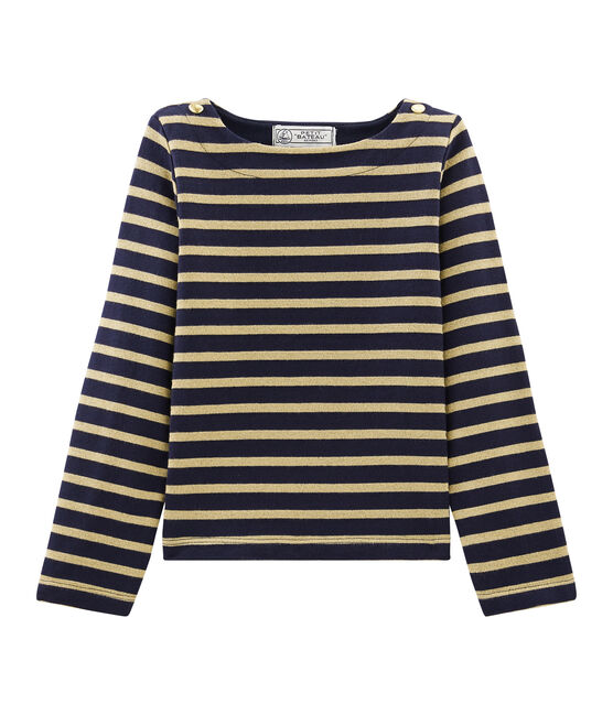 Jersey marinero de manga larga para niña azul SMOKING/marron BRINDILLE BRILLANT