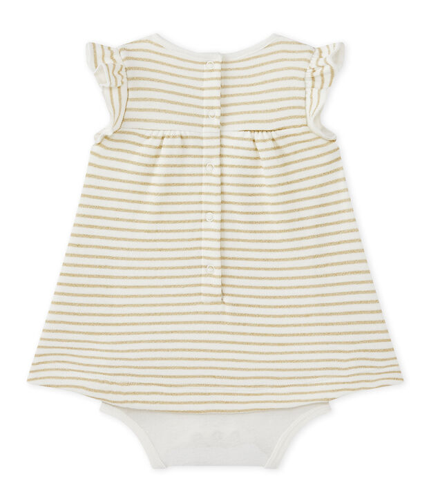 Vestido body de rayas beb&eacute; ni&ntilde;a blanco/amarillo