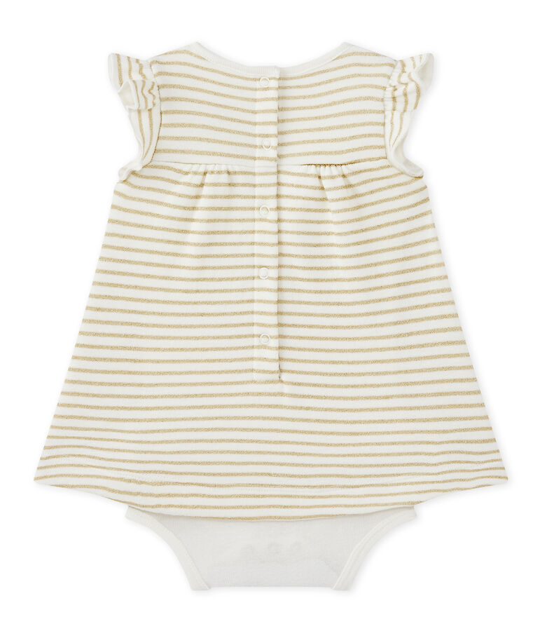 Vestido body de rayas beb&eacute; ni&ntilde;a blanco/amarillo