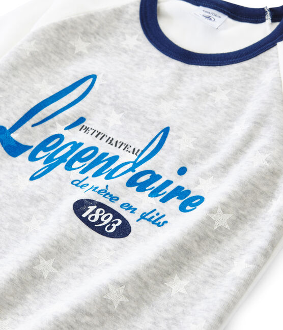 Pijama de terciopelo para niño pequeño azul SMOKING/blanco MULTICO