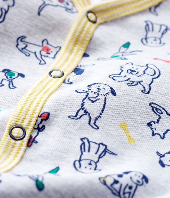 Pijama de punto para bebé niño gris POUSSIERE/blanco MULTICO