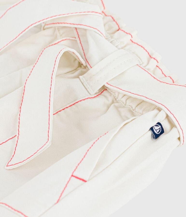 Shorts infantiles de algod&oacute;n liso blanco