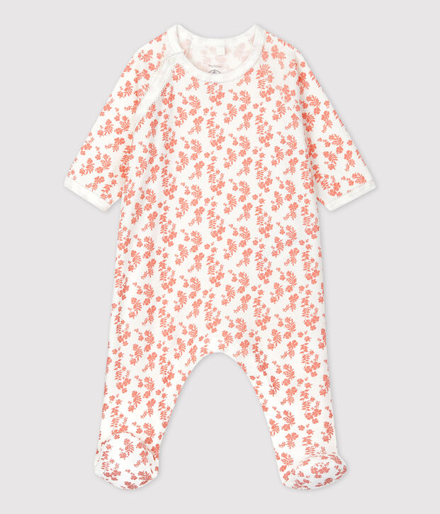 Pelele de beb&eacute; de algod&oacute;n org&aacute;nico blanco/rosa