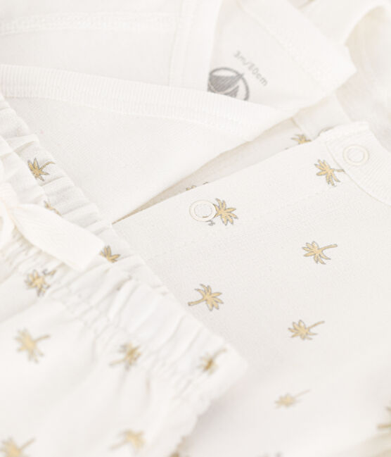 Conjunto de algodón estampado para bebé blanco MARSHMALLOW/blanco MULTICO