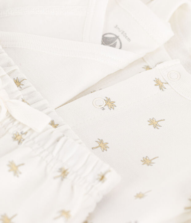 Conjunto de algod&oacute;n estampado para beb&eacute; blanco/multicolor