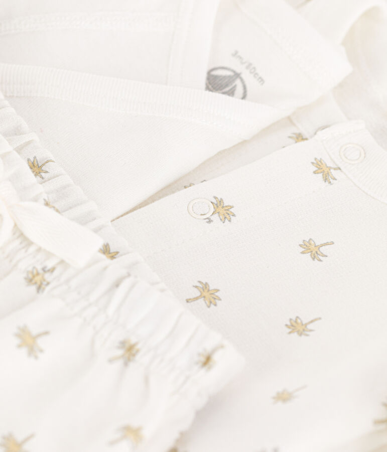 Conjunto de algod&oacute;n estampado para beb&eacute; blanco MARSHMALLOW/blanco MULTICO