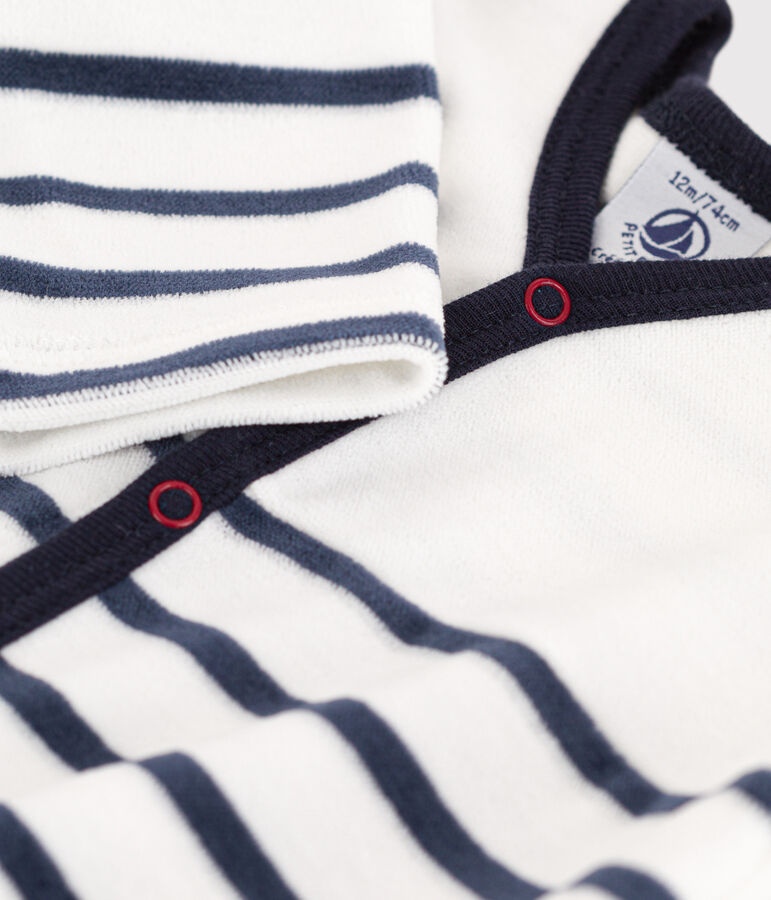 Pelele de terciopelo a rayas blanco MARSHMALLOW/azul SMOKING