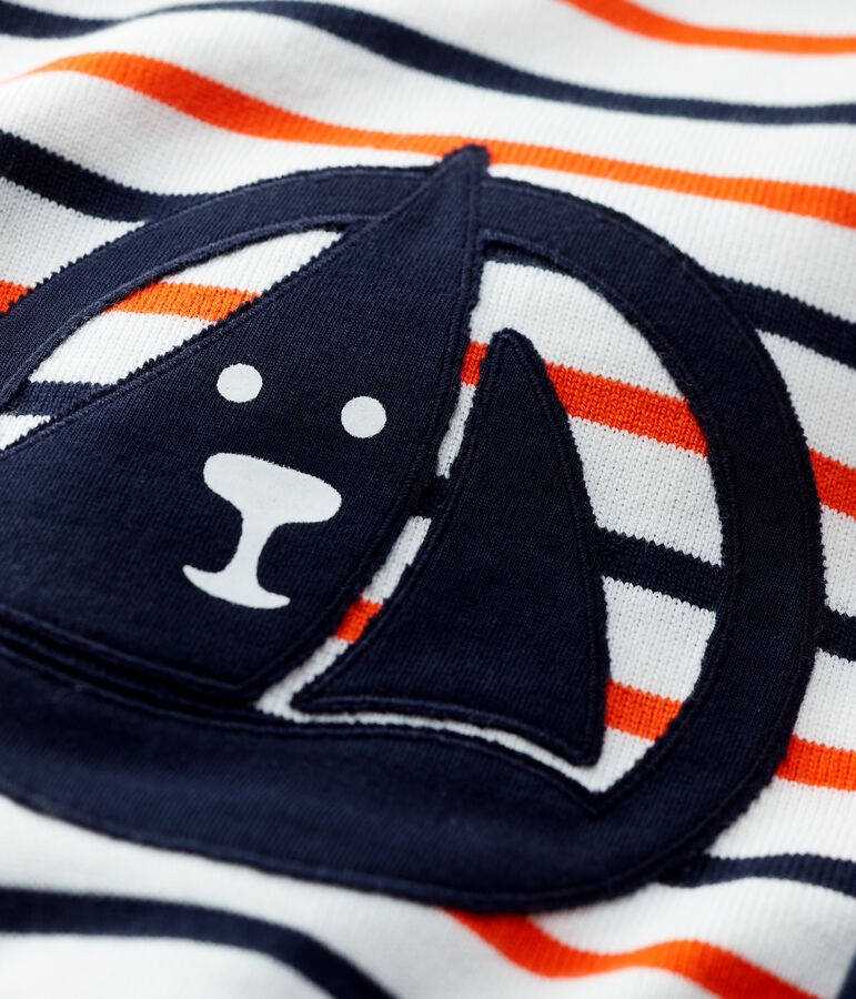 Sudadera de mulet&oacute;n de beb&eacute;. blanco/azul/naranja