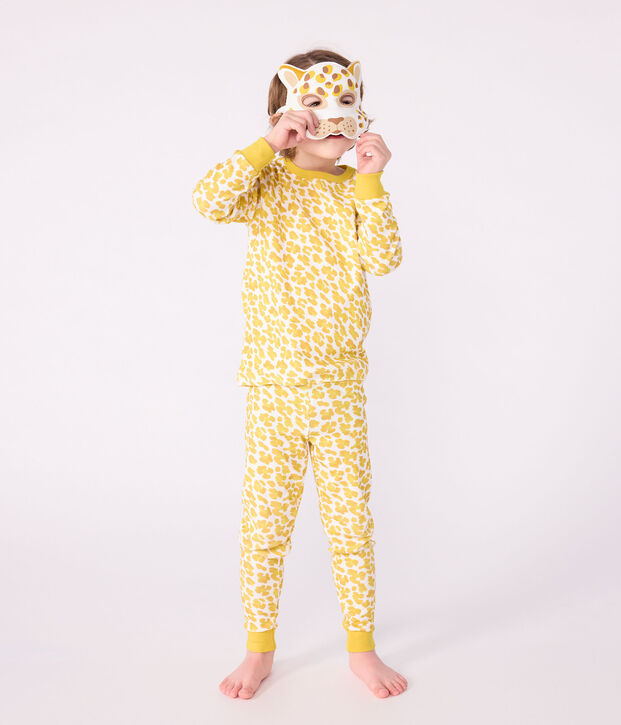 Pijama tipo disfraz infantil de algod&oacute;n con estampado de leopardo blanco/multicolor