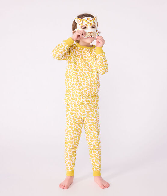 Pijama tipo disfraz infantil de algodón con estampado de leopardo blanco MARSHMALLOW/blanco MULTICO