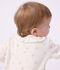 Pijama sin pies de algod&oacute;n calado con cuello estampado de flores para beb&eacute; blanco/multicolor
