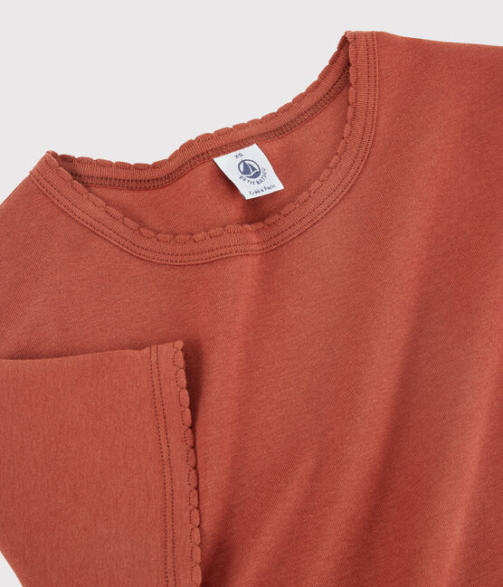 Camiseta ICÓNICA de punto «cocotte» de algodón orgánico para mujer marron OMBRIE