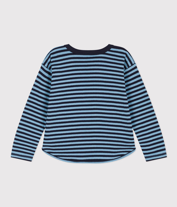 Camiseta de manga larga de tejido t&uacute;bico de ni&ntilde;o azul/azul